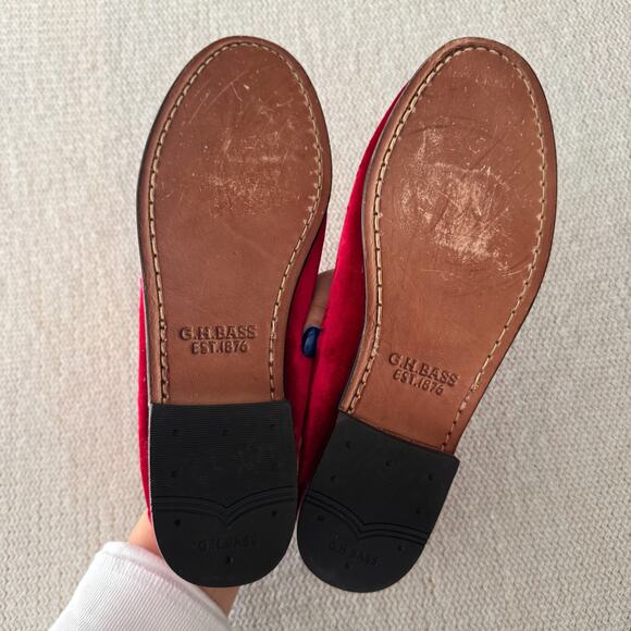 G.H. Bass Red Velvet Whitney Weejuns Loafer 8.5 Old Money Quiet Luxury Slide On - Picture 10 of 12